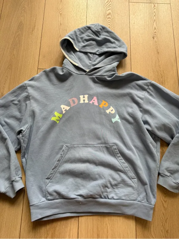 Madhappy Pastel Arch Logo Frost Blue Hoodie Size Medium Unisex Oversized - Image 9