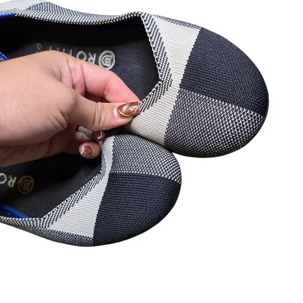 Rothy’s The Flat Captoe‎ Plaid Ballet Flats Shoes Black White Size: 10 - Image 4