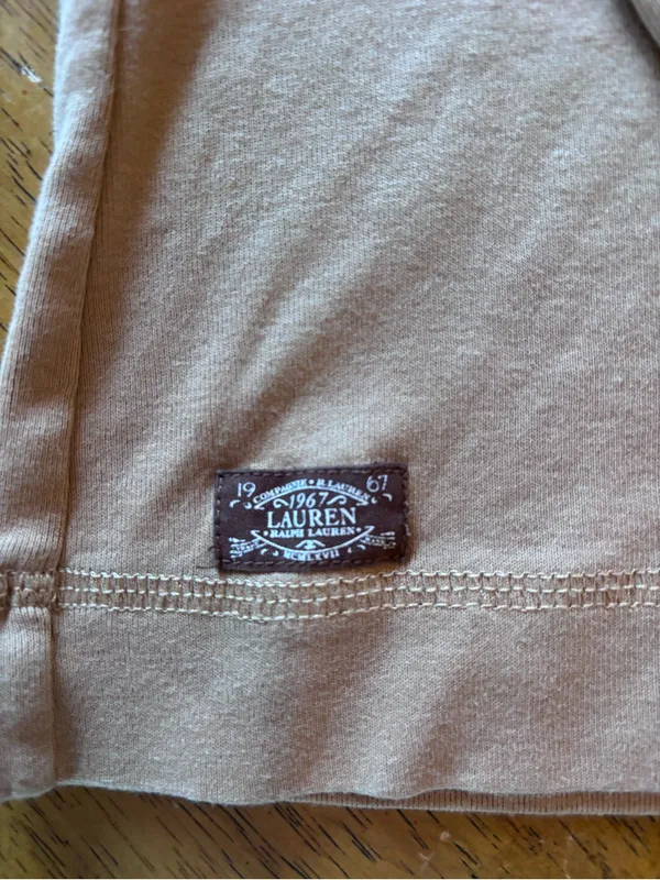 Lauren Ralph Lauren Beige Sweater with Brown Elbow Patches - Image 4