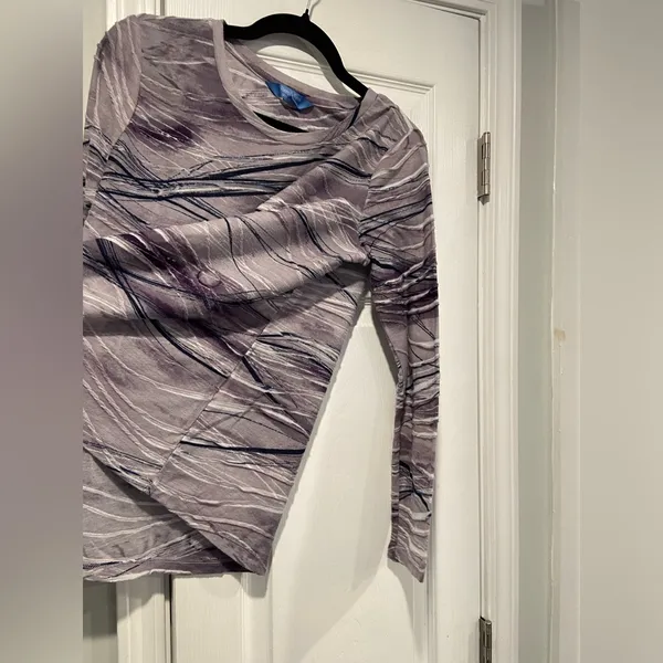 Simply Vera Size L Purple Tie Dye Textured Embroidered Long Sleeve Top - Image 3