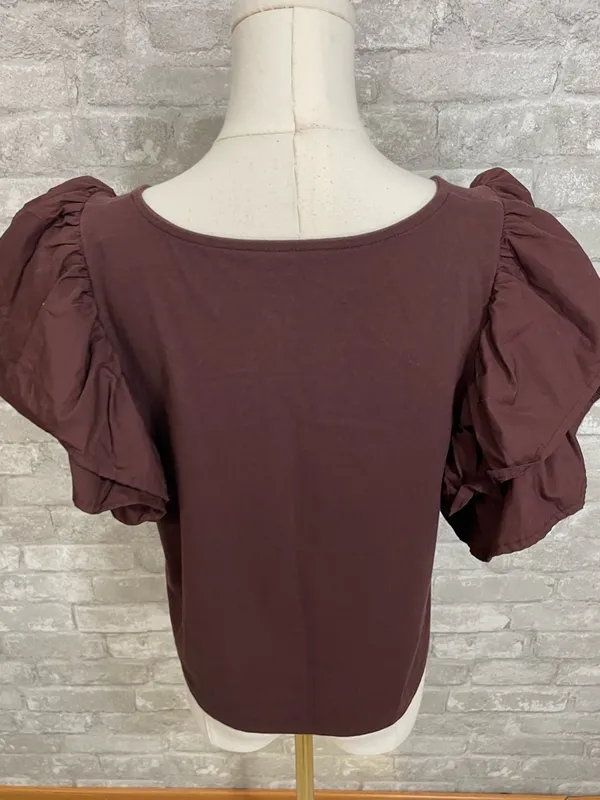 a new day Brown Square Neck Tee with Puff Sleeves - Image 3