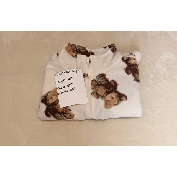 Grayson Threads Holiday Teddy Bear Sherpa Jacket‎ Full Zip White Christmas XL - Image 4