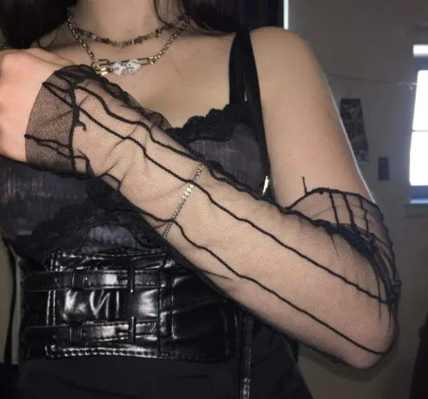 Mesh Fishnet Long Arm Warmer Gloves New - Image 5