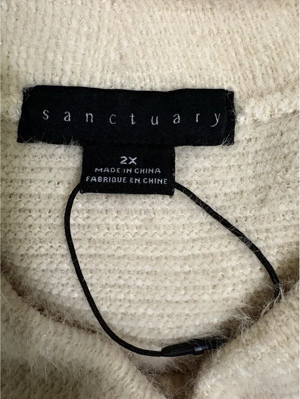 Sanctuary 2X Cream Fuzzy Mock Neck Oversized Sweater - Image 6