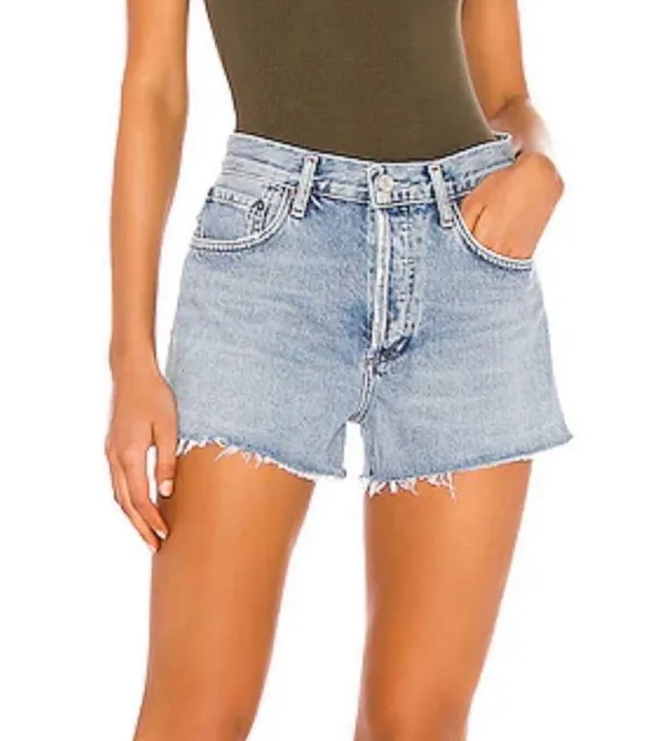 Agolde Parker Vintage Cut Off Jean Shorts Sz 27 Button Fly Medium Wash - Image 11