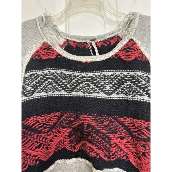 Free People Snow Angel Sweater XS Fair Isle Angora Blend Distressed Boho - Image 3