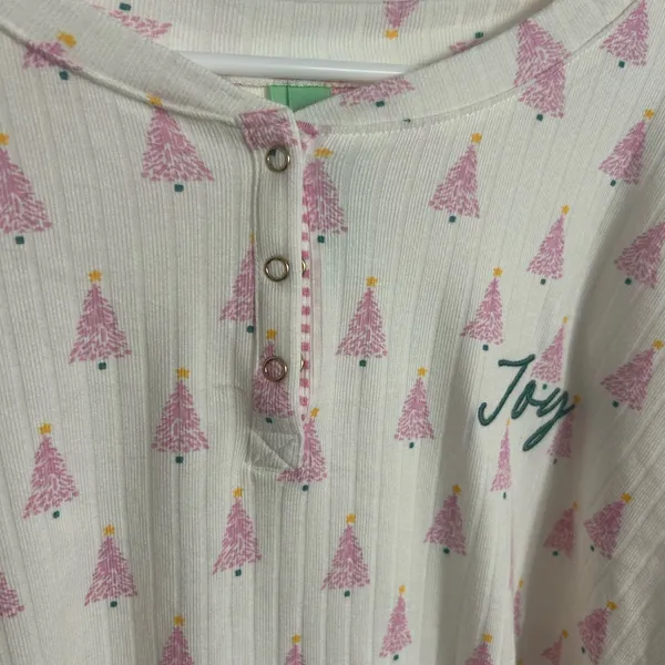 Honeydew Pink Christmas Tree Cuddle Crew Pajama Set Medium NEW - Image 4