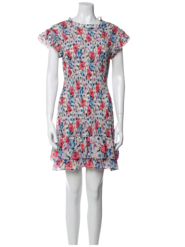 Veronica Beard Cici Floral Smocked Mini Dress. Not Lined Size 2 NWOT - Image 2