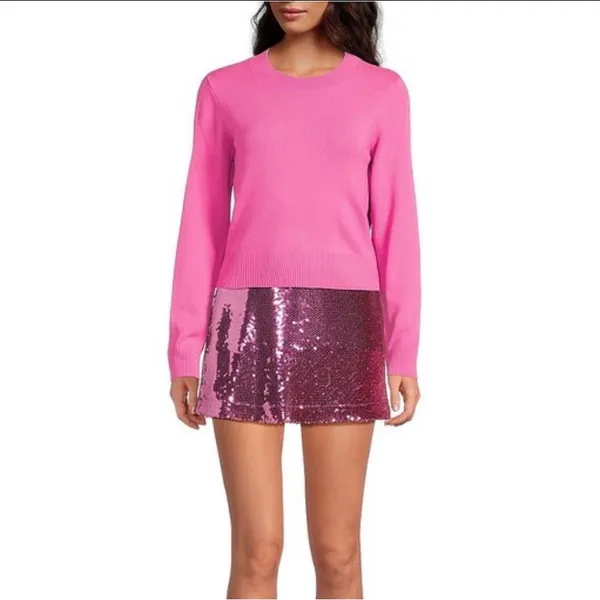 French Connection Fuchsia Sequin Mini Skirt festival size Large - Image 4