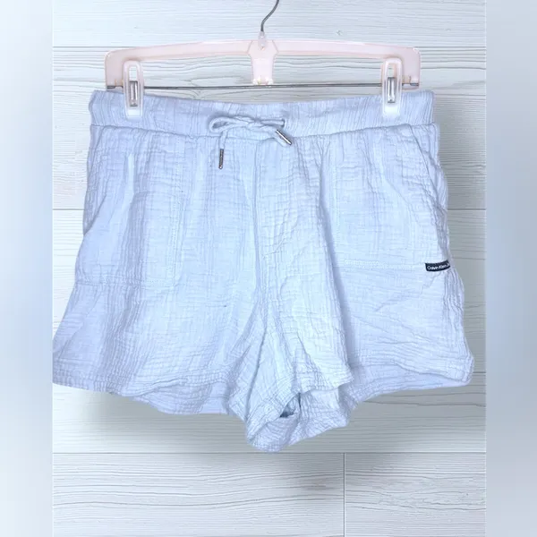 CALVIN KLEIN Women’s Casual Flowy Baby Blue Shorts - Image 2