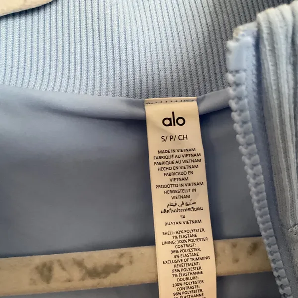 Alo Yoga Cropped Doubles Only Full Zip Jacket Seashell Blue S - Image 4