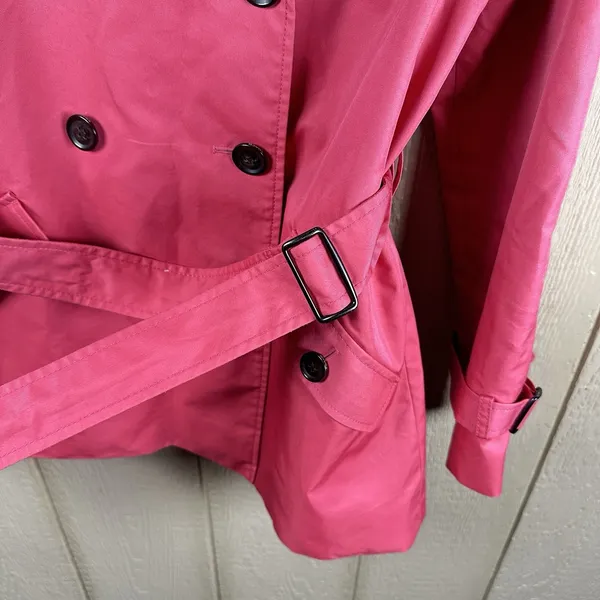 Coach Short Trench Coat Womens Medium Pink Double Breasted Belted Quiet Luxury - Image 4