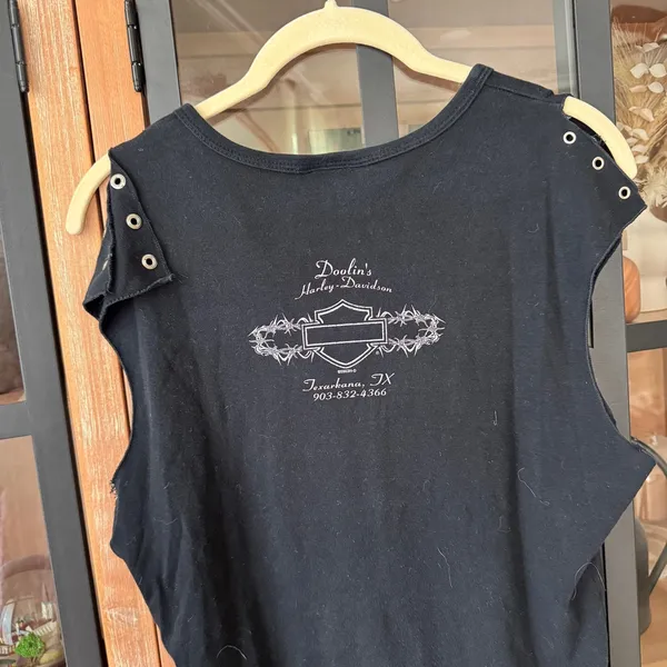 Vintage 2003 Harley Davidson stars baby tank top grommet short sleeve muscle y2k - Image 11