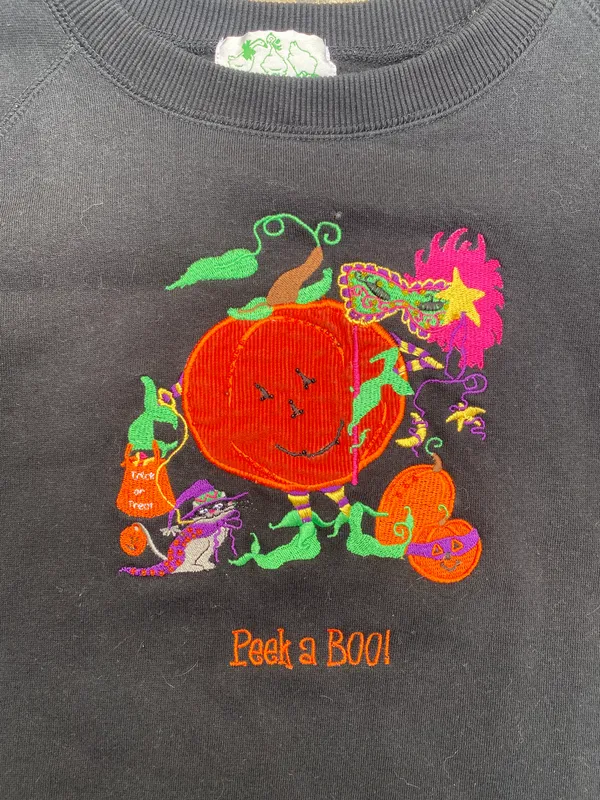 Quacker Factory Vintage Halloween Embroidered Crewneck - Image 3