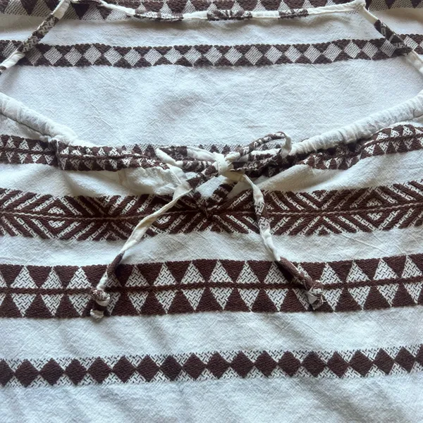 Aerie Brown & Cream Geometric Boho Open Back Sun Dress - Image 7