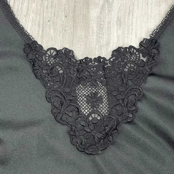 Patricia Lingerie Black Camisole Lace Trim Slip Top 38 90s Minimalist Chic Goth - Image 3
