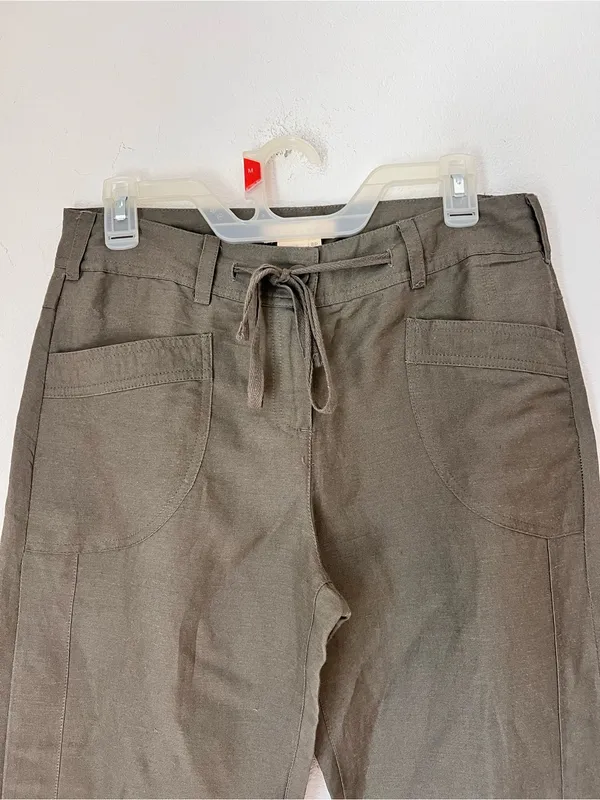 Sandro Gray Linen Blend Straight Leg Trousers Women's Size 8P Petite Lightweight - Image 3