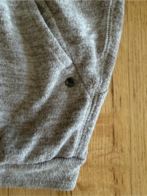 PrAna Unwind Lounge Top Oatmeal Heather large athleisure boxy cropped hoodie - Image 5