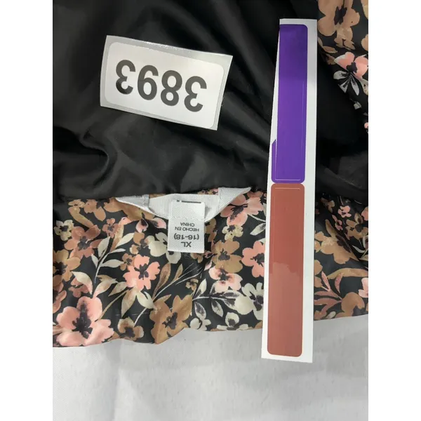Womans Time & Tru XL 16-18 Floral Puffy Coat Full Zip Lined Multicolor - Image 4