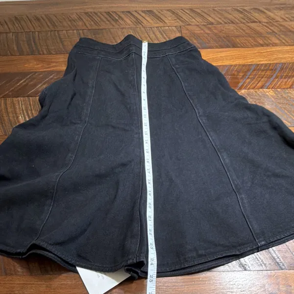 BLANK Black Denim Flared Knee Length Skirt Seamed Zip Solid XS Regular - Image 7