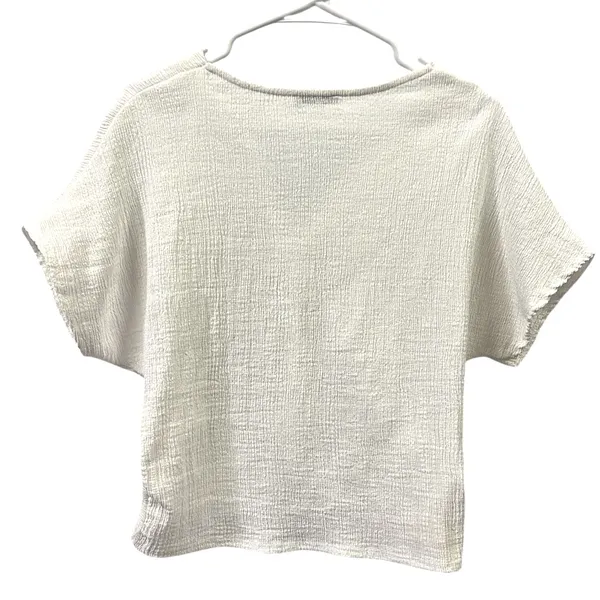 Zara White Gauze Twisted Front Dolman Short Sleeve Lightweight Top Womens Small - Image 8