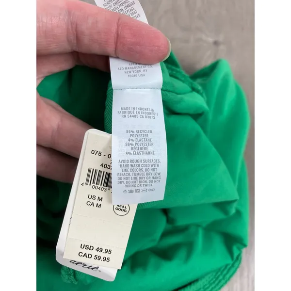 Aerie Green Crinkle Birthday Scoop Back Cheekiest One Piece Swimsuit Sz.M NWT - Image 15