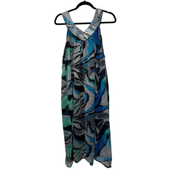 PSD Plus Size‎ Blue Abstract Print Maxi Dress Sleeveless V Neck Casual - Image 8