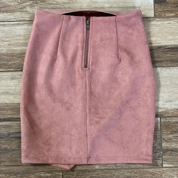Seek the label pink faux suede mini skirt - Image 4