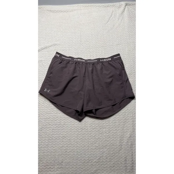 Under Armour HeatGear Women XL Running Shorts Dark Mauve Loose Fit 4534 - Image 2