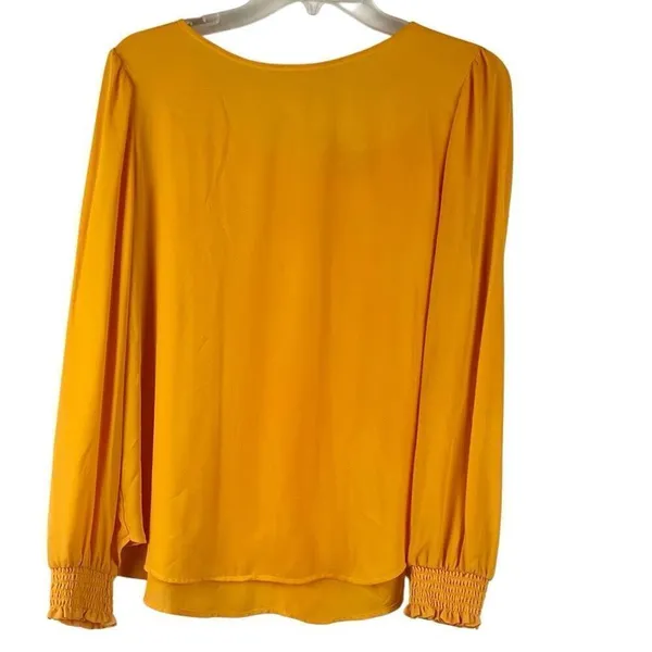 Ann Taylor LOFT Women's Yellow Long-Sleeve Blouse Medium - Image 2