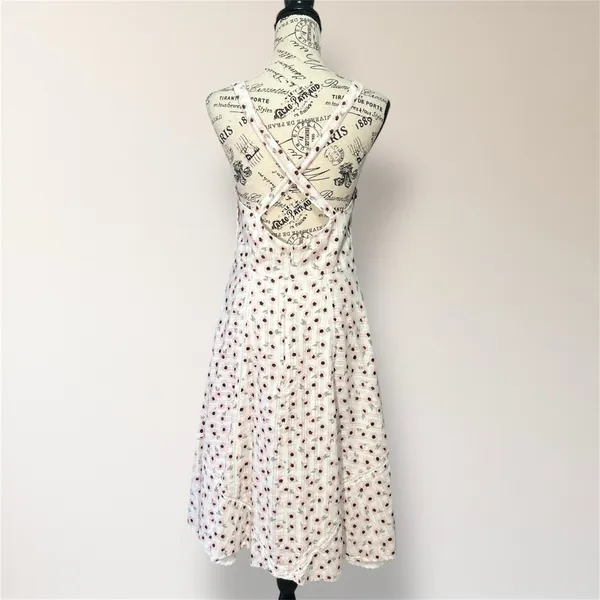 Hutch White Floral Mini Dress Crossback Straps Milkmaid Spring‎ Wedding Guest - Image 6