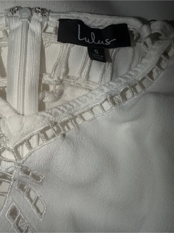 Lulus White Crochet Lace Cover Up Dress Small Beach Resort Vacation - Image 6