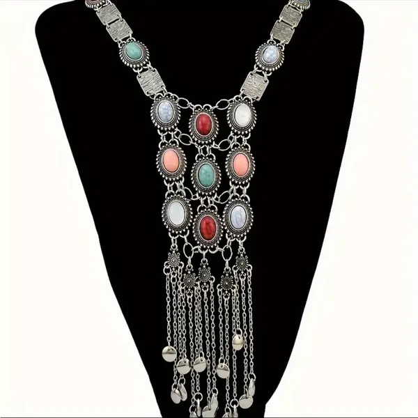 Retro Ethnic Style Long Tassel Sweater Chain Exaggerated Bohemian‎ Necklace - Image 3