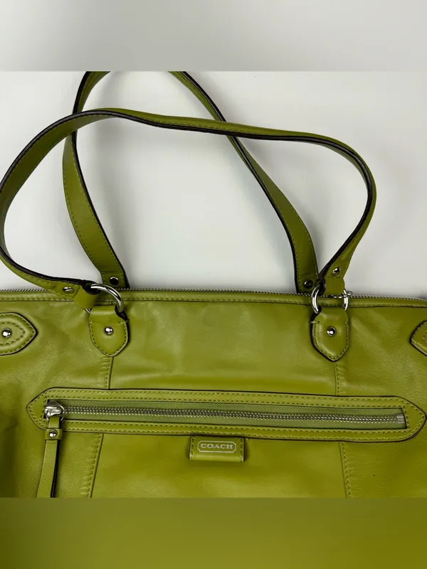 Coach Daisy Emma Green Leather Shoulder Bag Tote - Image 3