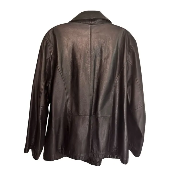 Outbrook Size 1X Vintage Collared Black Leather Zip-Up Jacket Coldwater Creek - Image 6