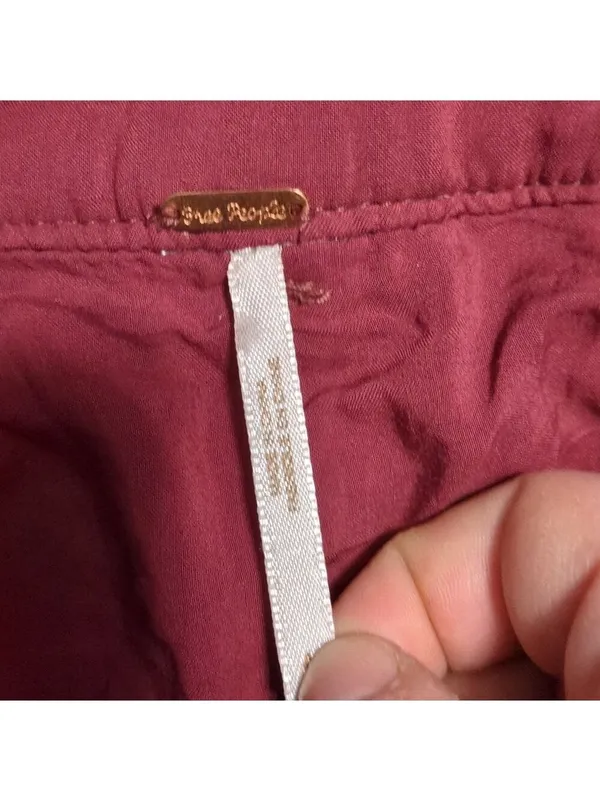 Free People Red Nightfall Vegan Suede High Rise Belted Pants Size 4 - Image 6