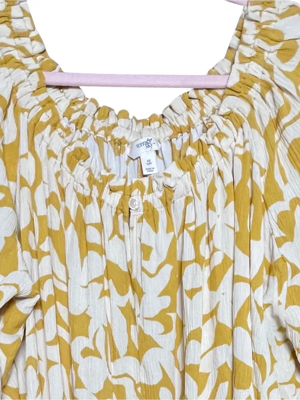 Terra & Sky Off the Shoulder Blouse Size 14W ~ Whimsical Cottage Core Vibe ~ Loose Fit - Image 3