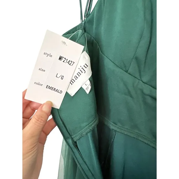 Maniju Green Maxi Dress Color EMERALD Style MF21427 Size L - Image 4