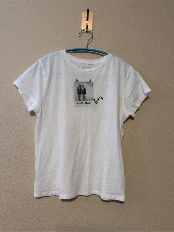 AERIE Little Devils Polaroid Vintage T-Shirt White Short‎ Sleeved Size XS - Image 2