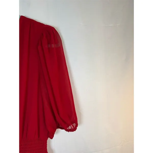 1.STATE Dress Womens M Red V-Neck Tiered Ruffle Midi Party Cocktail - Image 5