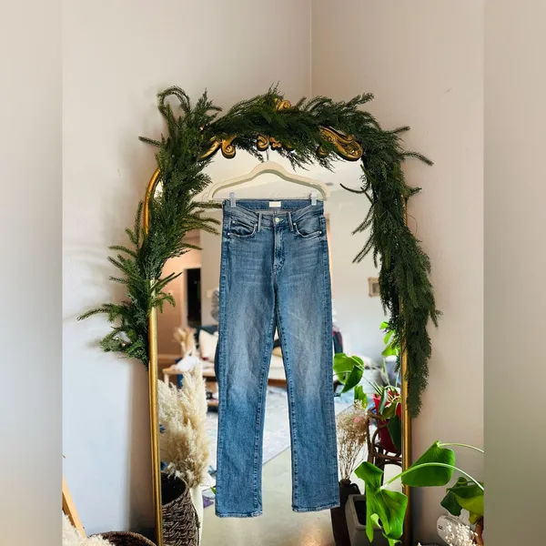 Mother rascal skimp slim straight jeans pink charming size 26 - Image 3