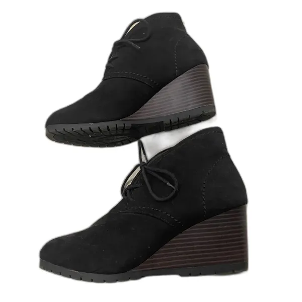Time and True Black Faux Suede Lace Up Wedges Women's Size 7 - Image 2
