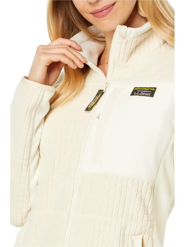 L.L. Bean Mountain Classic Windproof cream Fleece full zip up Jacket size XL - Image 3