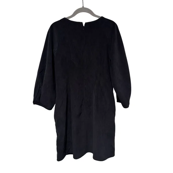 Zara Women’s Black Faux Suede Shift Dress Balloon Sleeve Back Zip Size Medium - Image 9