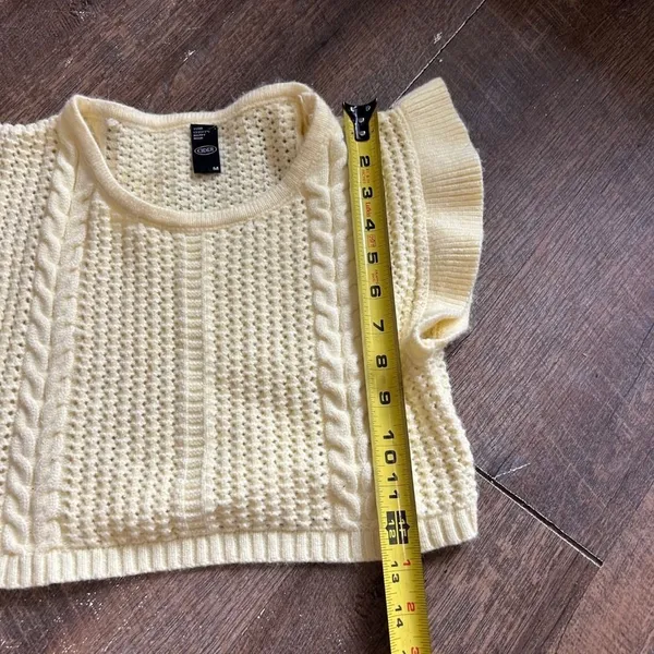 Cider Yellow Cable Knit Two‎ Piece Set Ruffle Crop Top and Mini Skirt Medium - Image 6
