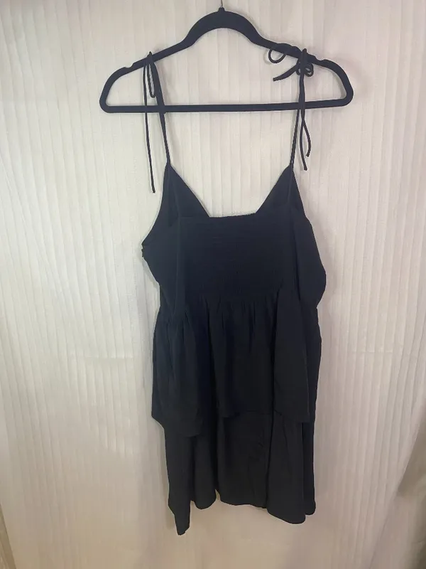 Forever 21 Women’s Black Tiered Mini Dress XL Tie Strap Babydoll NWT - Image 7