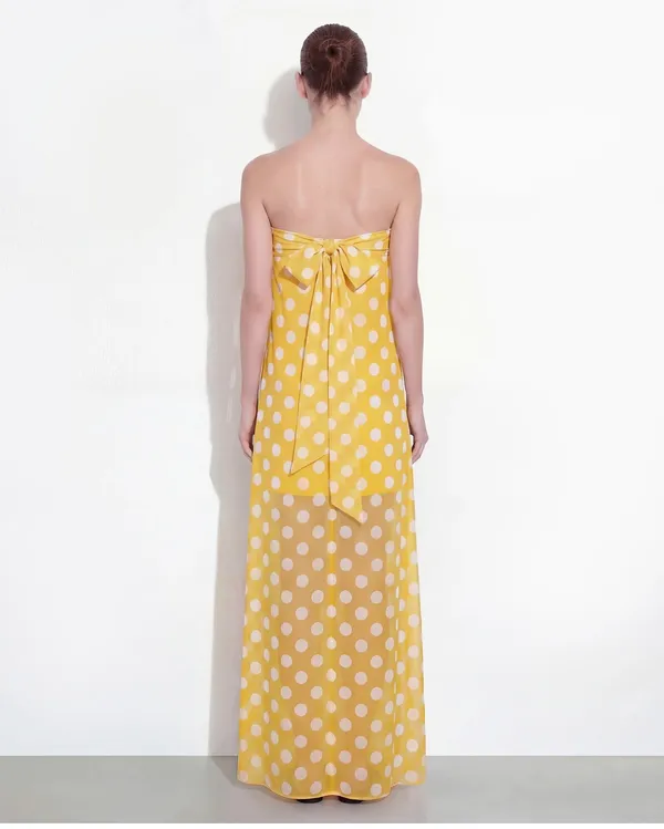 JW Pei Polka-Dot Strapless Maxi Dress - Yellow - Image 2