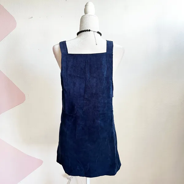 Corduroy Overall Dress Vintage Inspired Cottagecore‎ Indie Sleaze Grunge Blue XS - Image 2