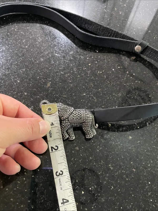 Chico’s Vintage Adjustable Slide Leather Belt With Silver Elephant 🐘 Buckle M/L - Image 10