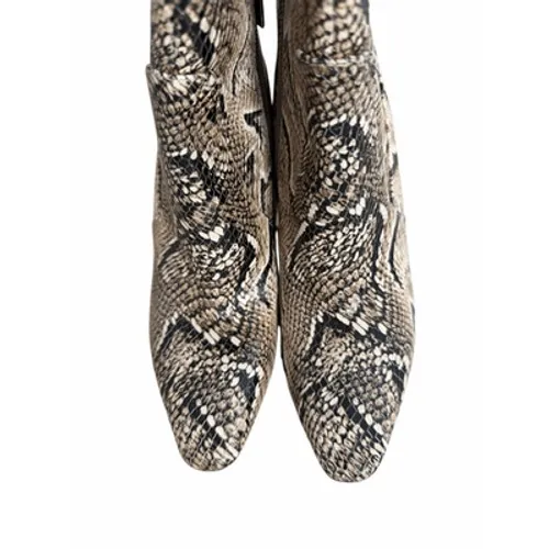 Vince Camuto Fendels Snakeskin Embossed Leather Knee High Stiletto Boots‎ 5.5M - Image 4